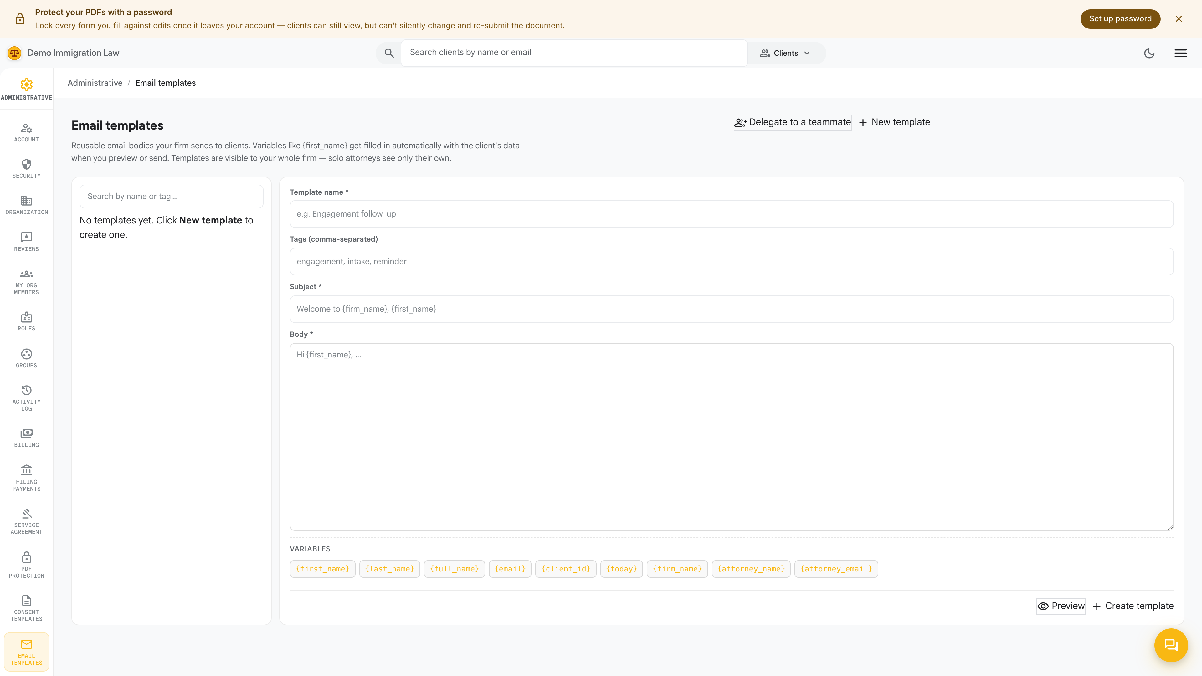 Email templates
